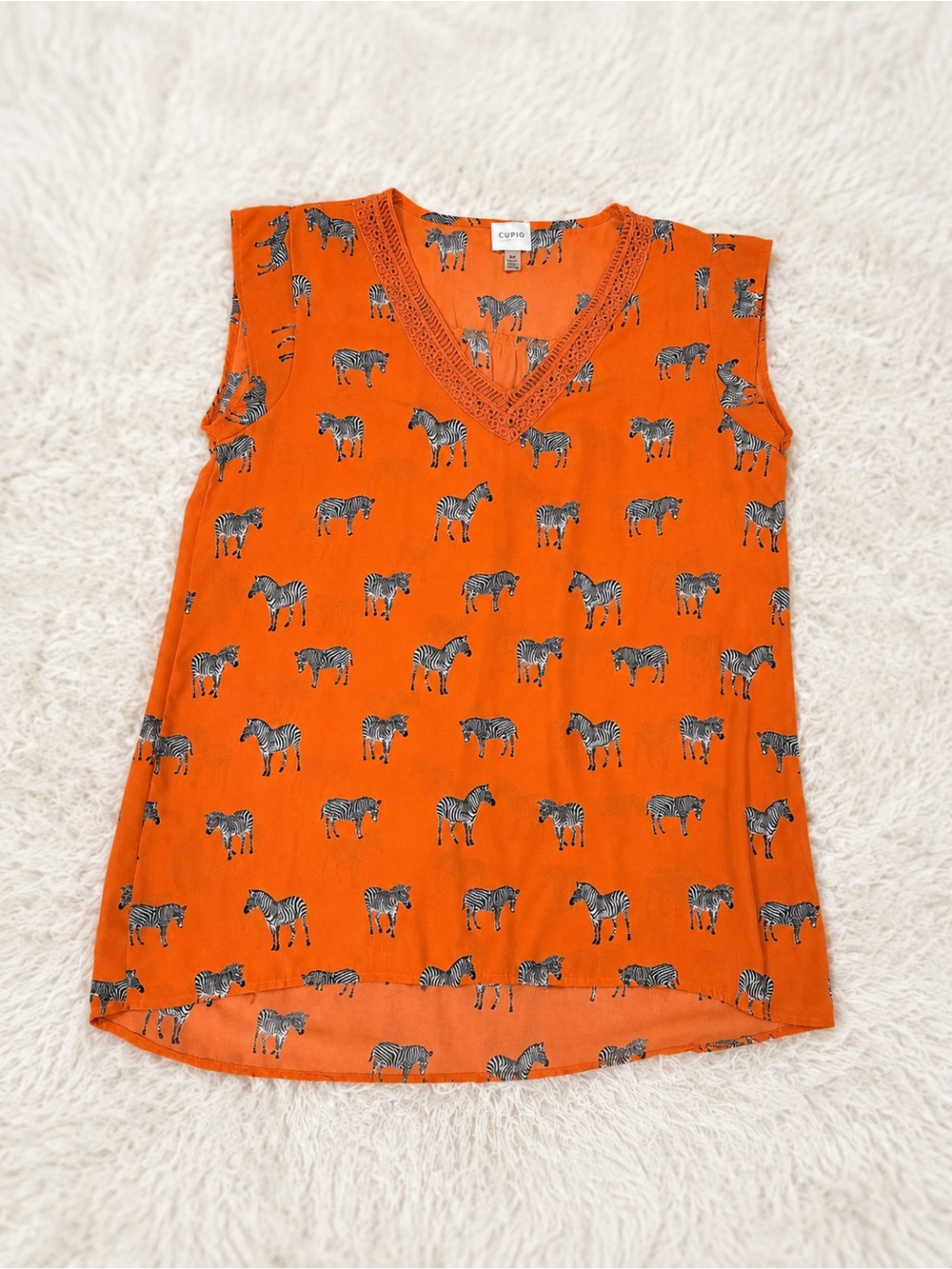 Cupio Orange Zebra-Print V-Neck Sleeveless Camisole